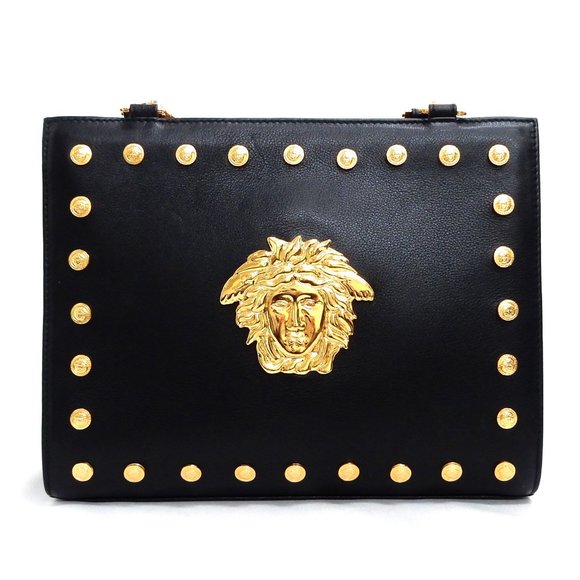 Versace Gold Medusa Leather Hand bag! Stunning! - Picture 9 of 13